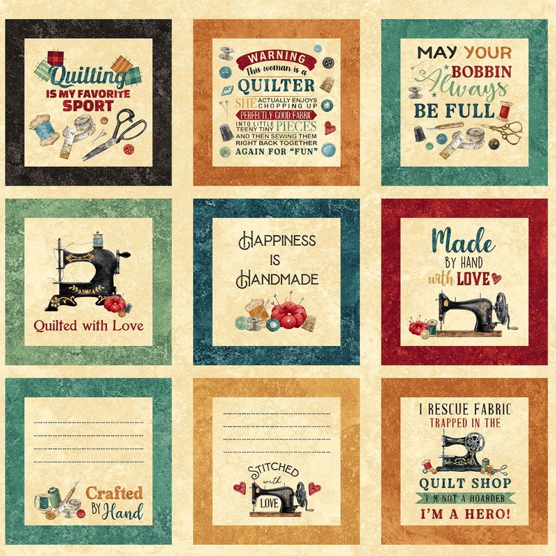 Stitchin' / Blocks Panel - Quilting Fabrics, Sewing Tools, Embroidery ...